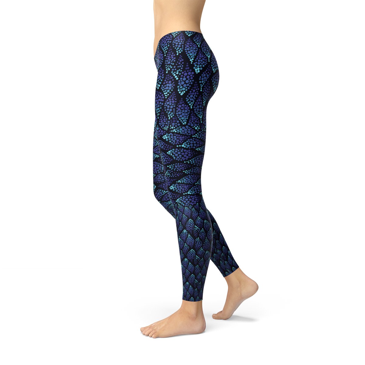 Womens Blue Mermaid Scale Leggings - Anna's Shop