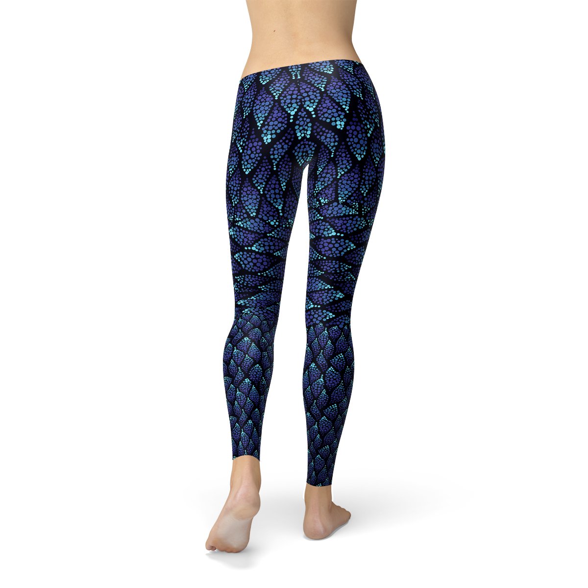 Womens Blue Mermaid Scale Leggings - Anna's Shop