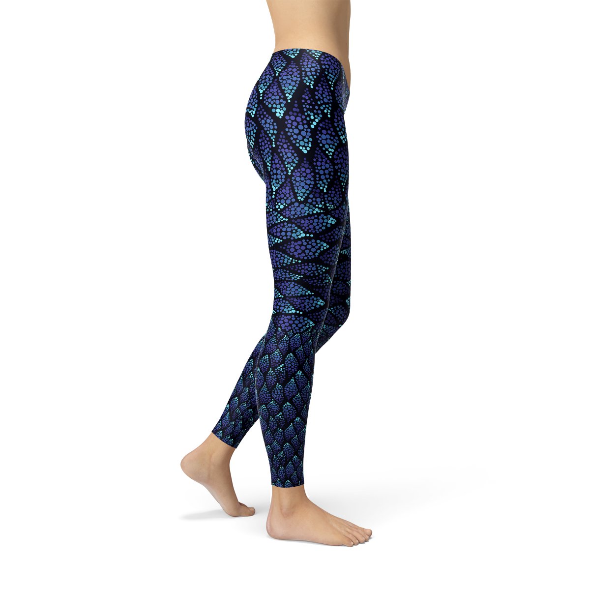 Womens Blue Mermaid Scale Leggings - Anna's Shop