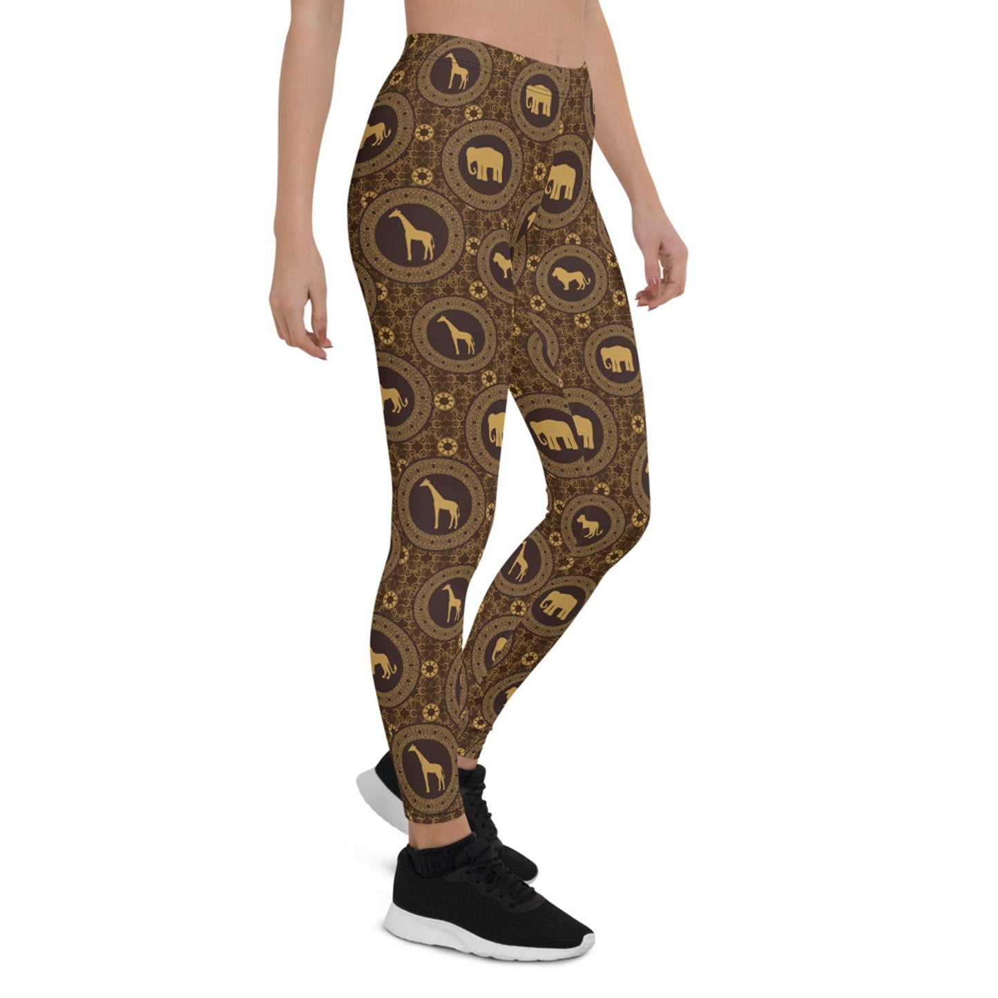 Womens Brown African Safari Animals Leggings - Anna's Shop