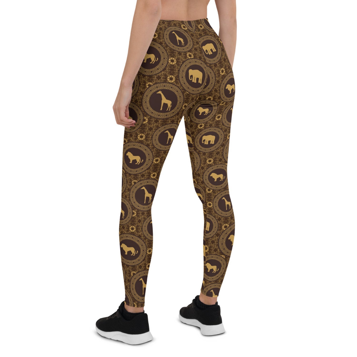 Womens Brown African Safari Animals Leggings - Anna's Shop