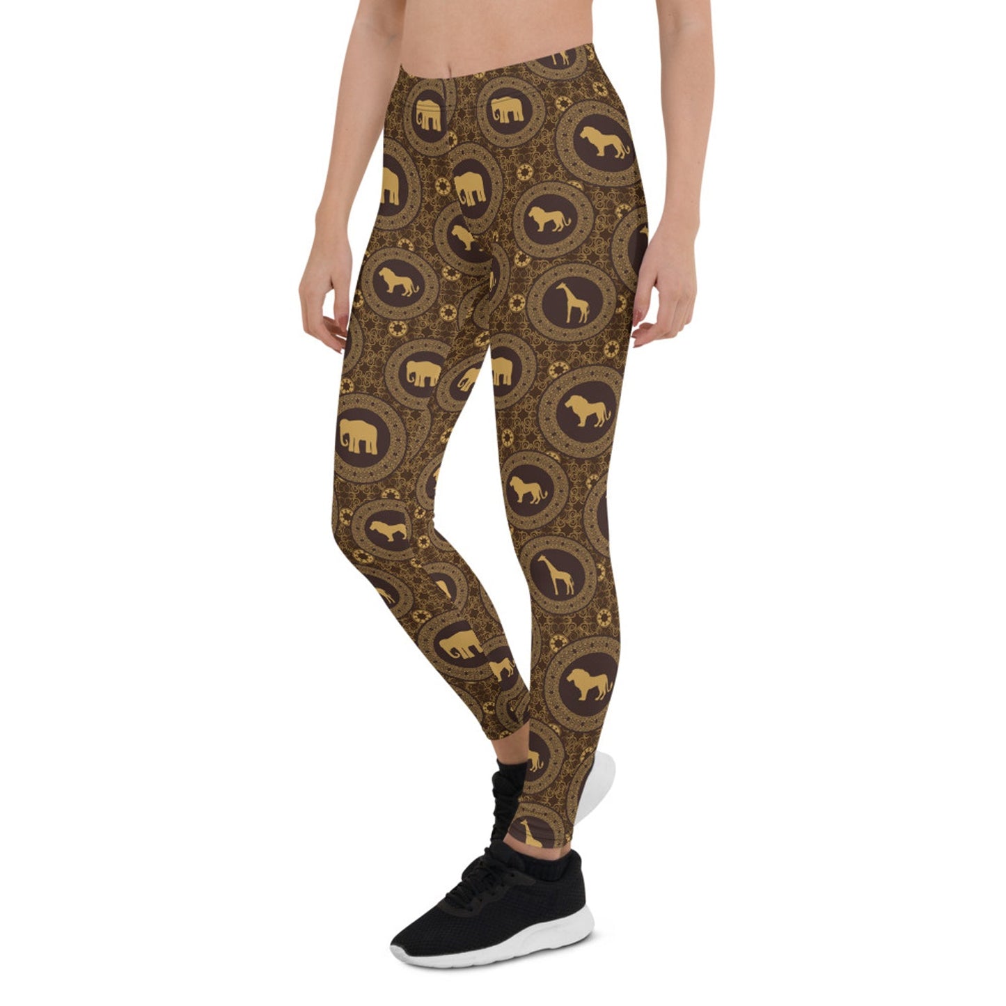 Womens Brown African Safari Animals Leggings - Anna's Shop