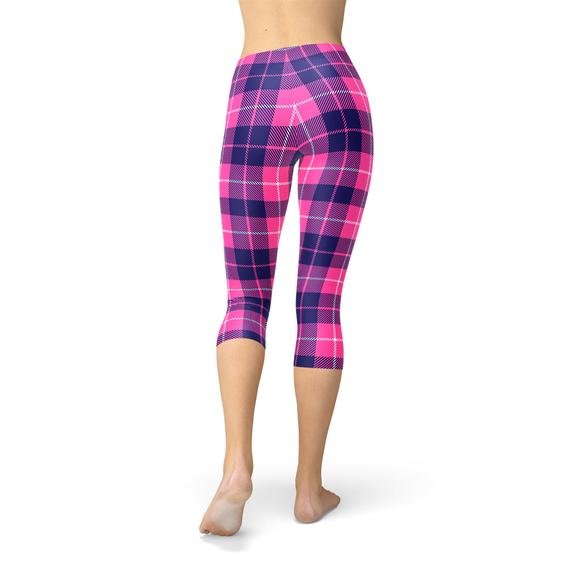 Womens Buffalo Plaid Capri Leggings - Anna's Shop