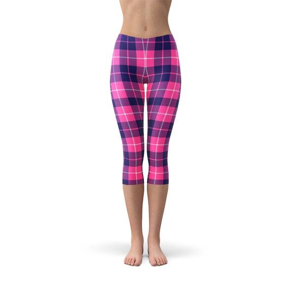 Womens Buffalo Plaid Capri Leggings - Anna's Shop