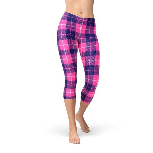 Womens Buffalo Plaid Capri Leggings - Anna's Shop