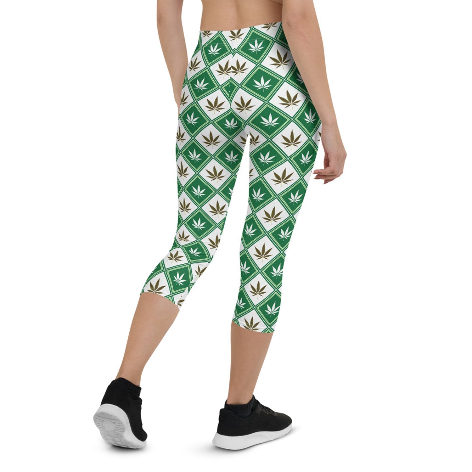 Womens Cannabis Green Capri Leggings - Anna's Shop