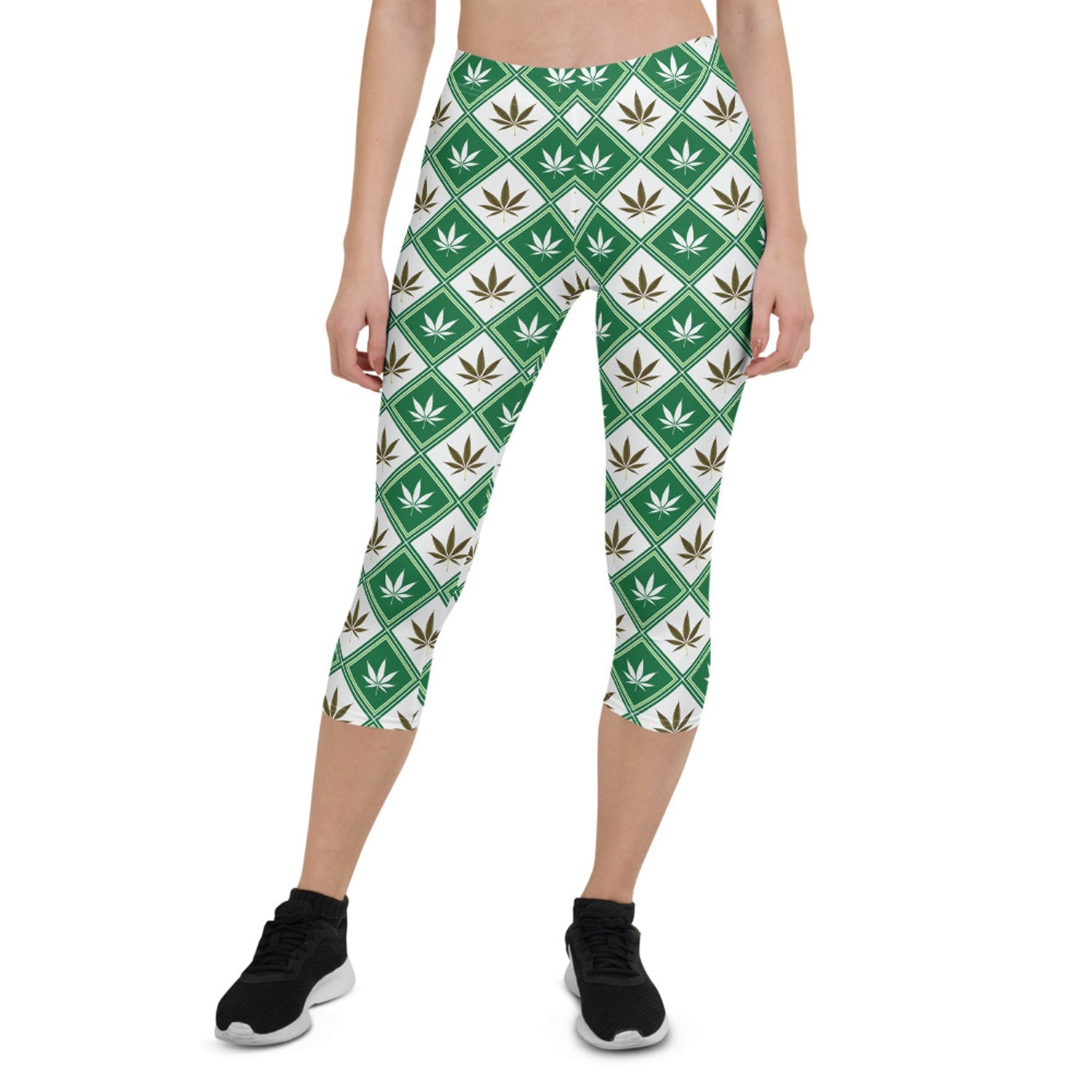 Womens Cannabis Green Capri Leggings - Anna's Shop