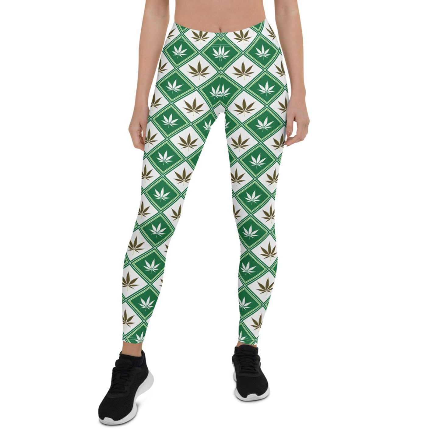 Womens Cannabis Green Leggings - Anna's Shop