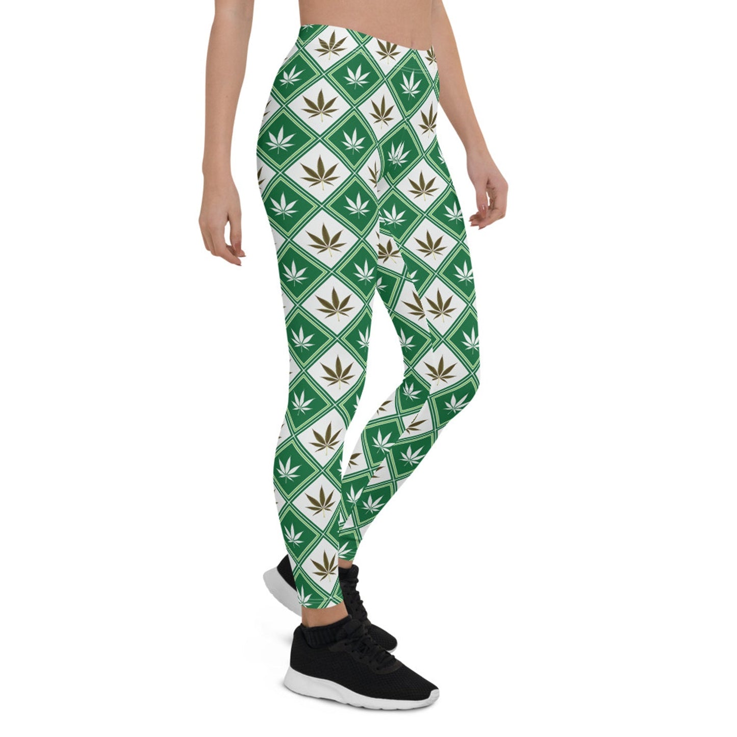 Womens Cannabis Green Leggings - Anna's Shop