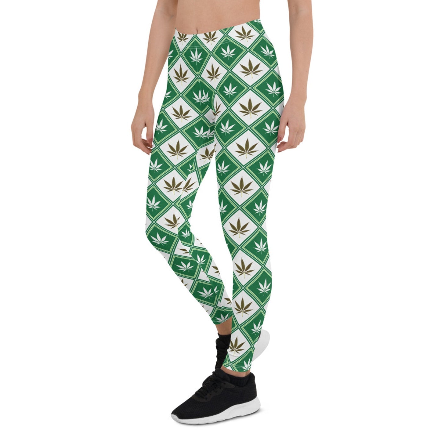 Womens Cannabis Green Leggings - Anna's Shop