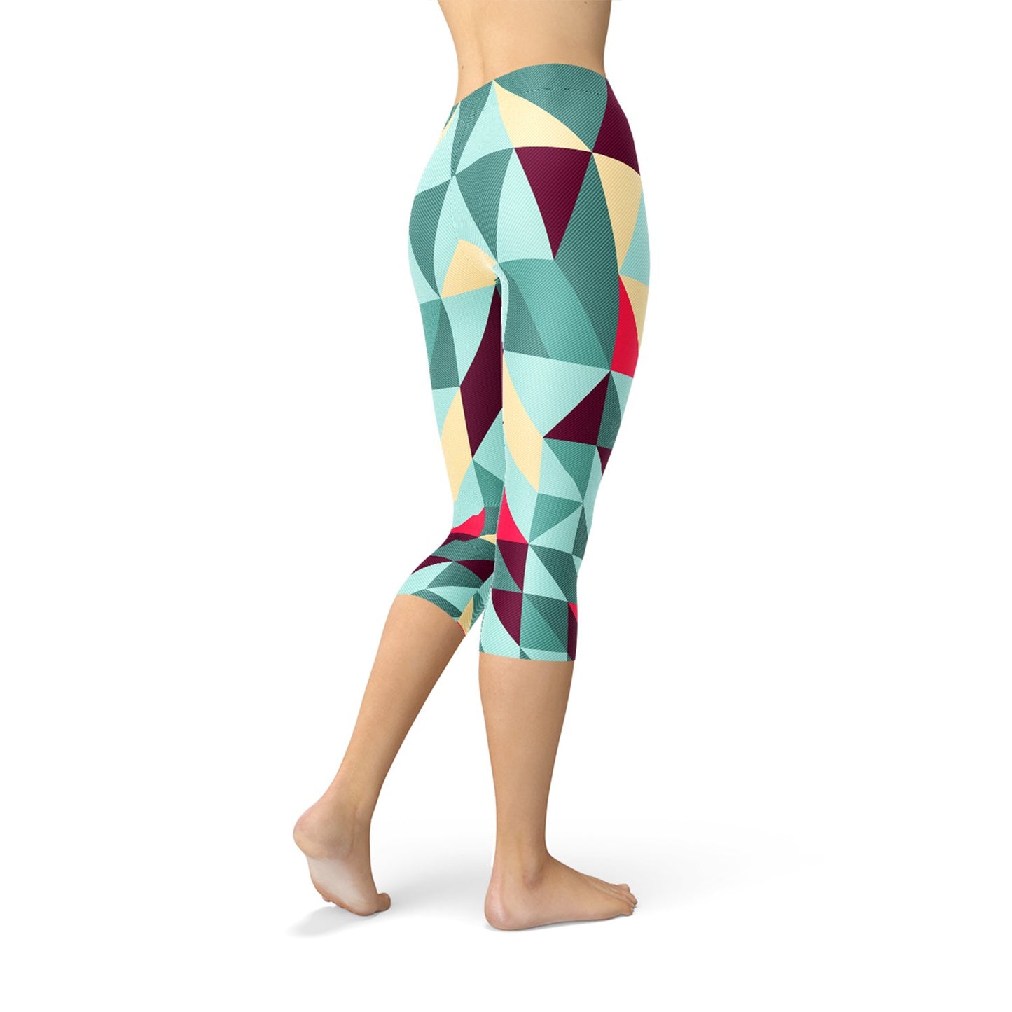 Womens Capri Leggings w/ Geometric Triangles - Anna's Shop