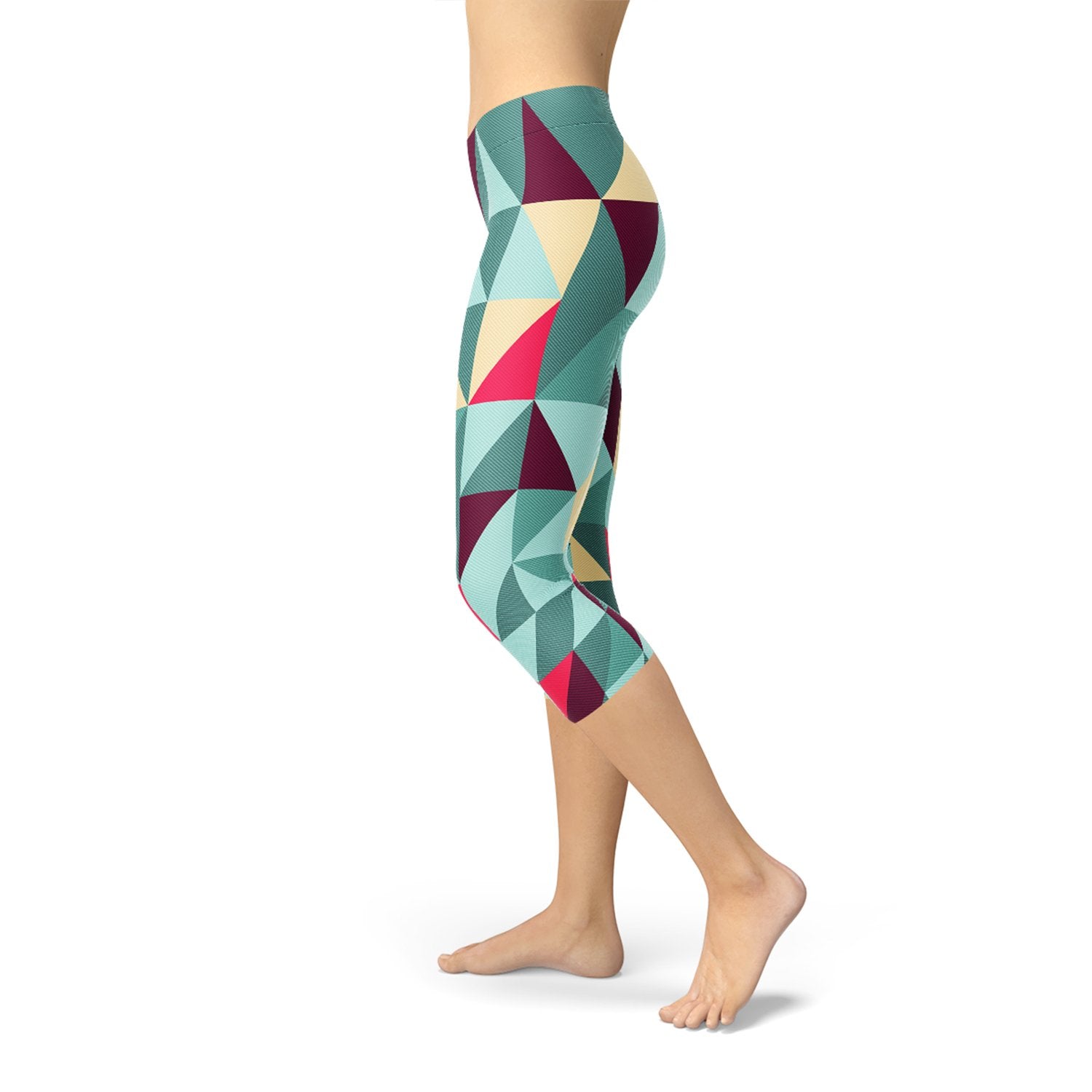 Womens Capri Leggings w/ Geometric Triangles - Anna's Shop