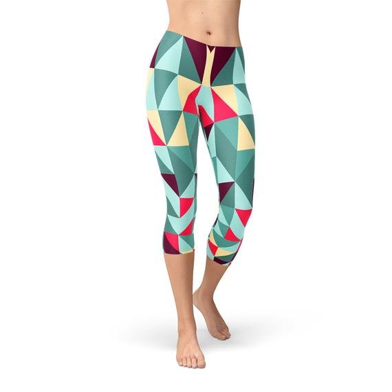 Womens Capri Leggings w/ Geometric Triangles - Anna's Shop