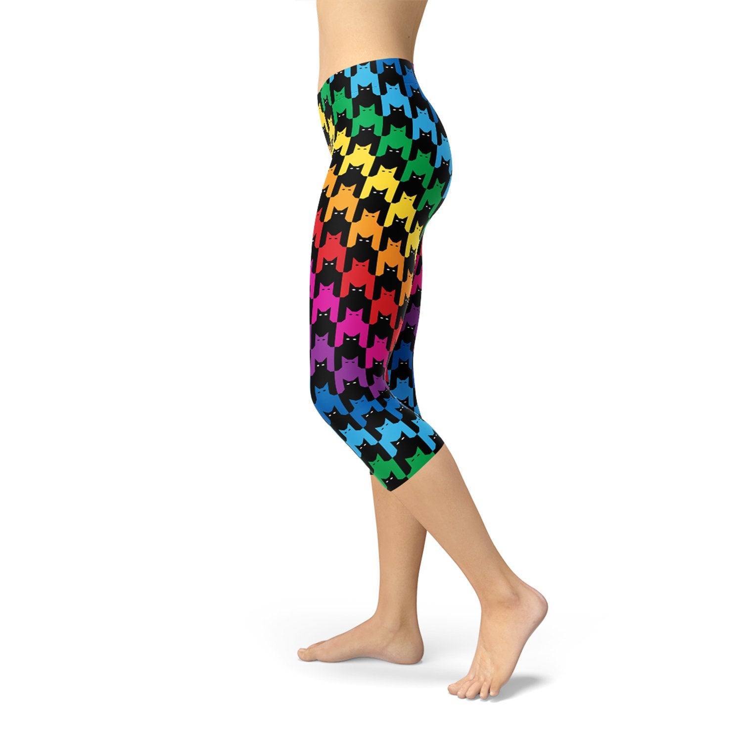 Womens Cat Houndstooth Capri Leggings - Anna's Shop