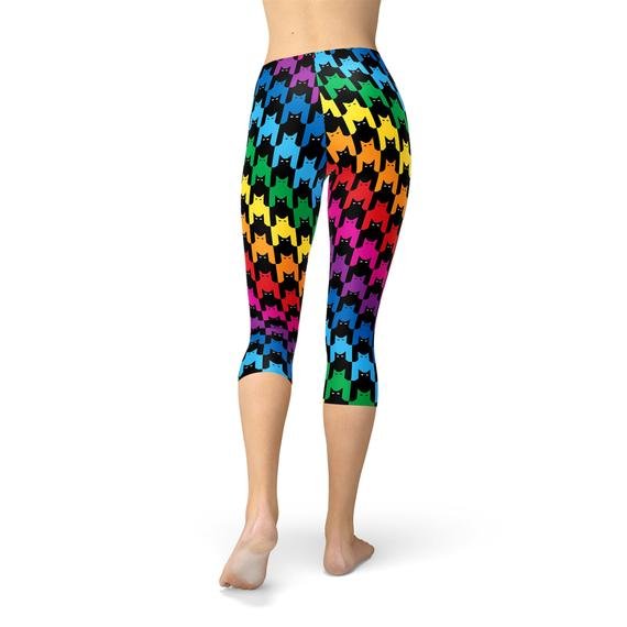 Womens Cat Houndstooth Capri Leggings - Anna's Shop