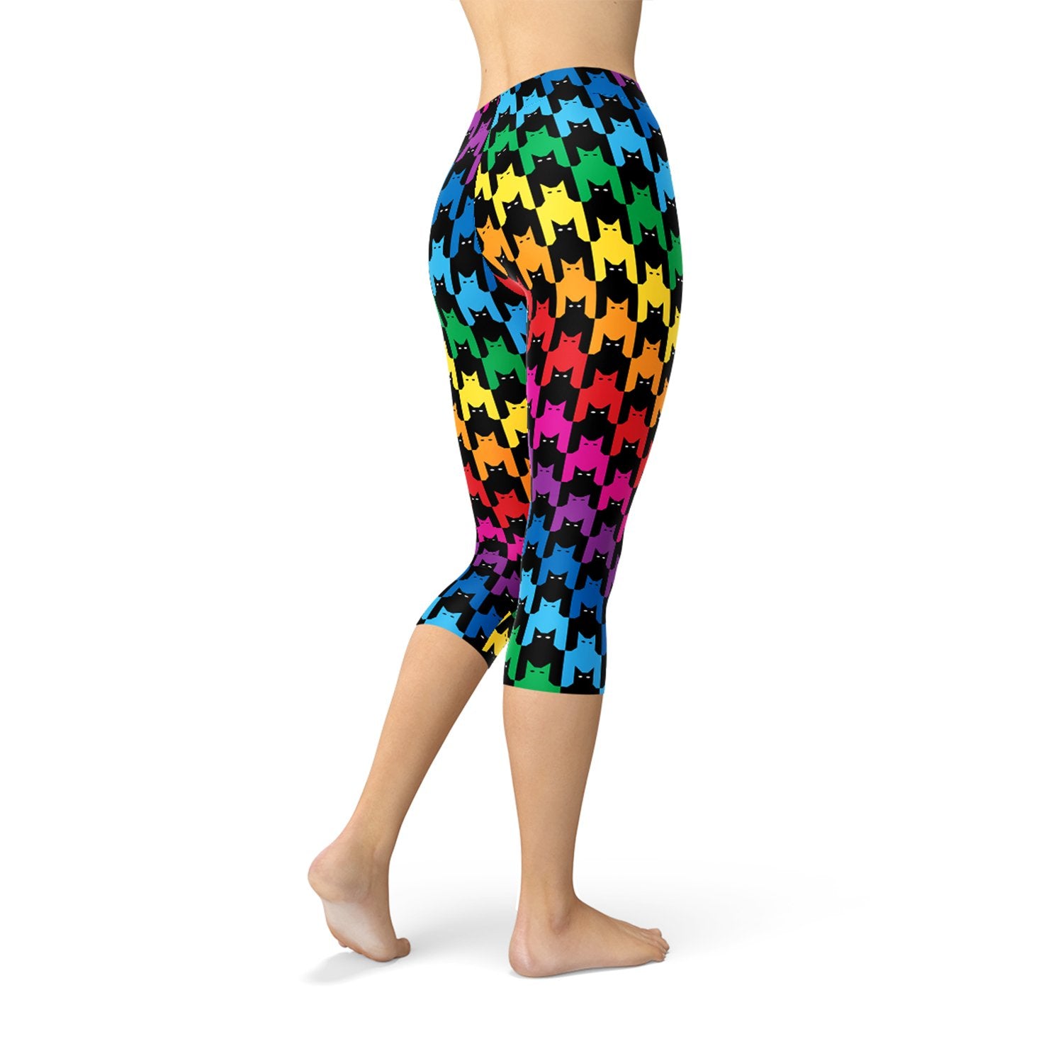 Womens Cat Houndstooth Capri Leggings - Anna's Shop