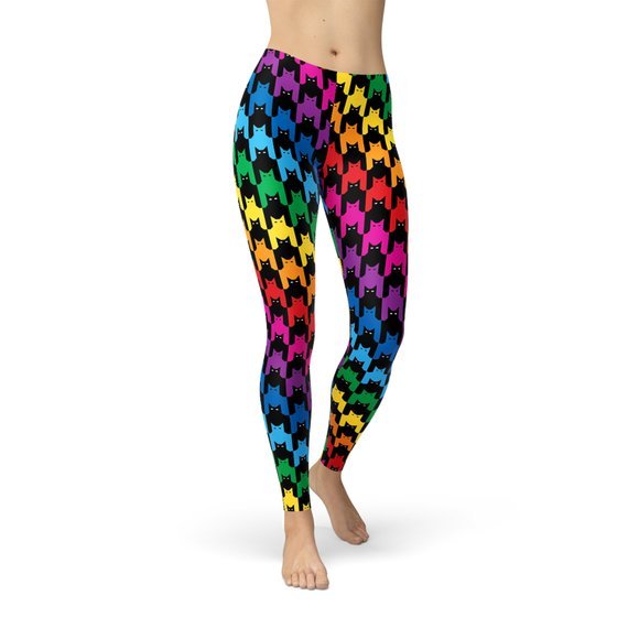 Womens Cat Houndstooth Leggings - Anna's Shop