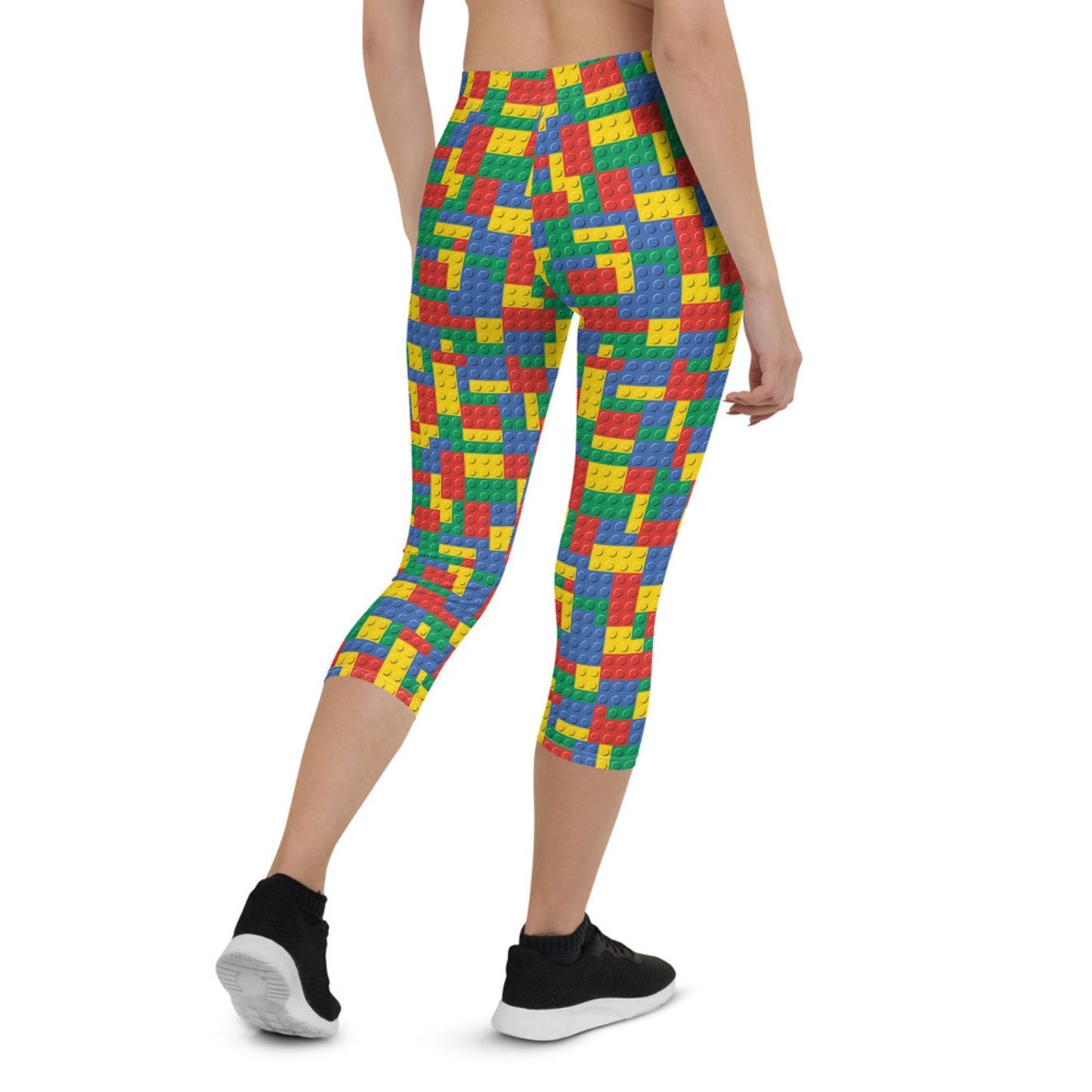 Womens Colorful Building Blocks Capri Leggings - Anna's Shop