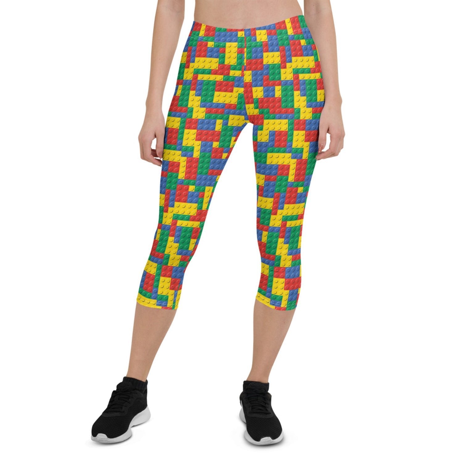 Womens Colorful Building Blocks Capri Leggings - Anna's Shop