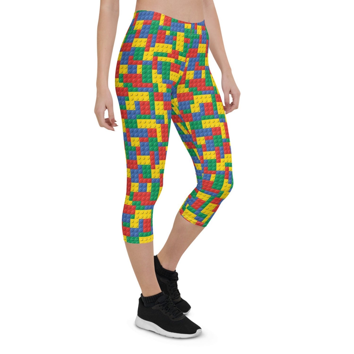 Womens Colorful Building Blocks Capri Leggings - Anna's Shop