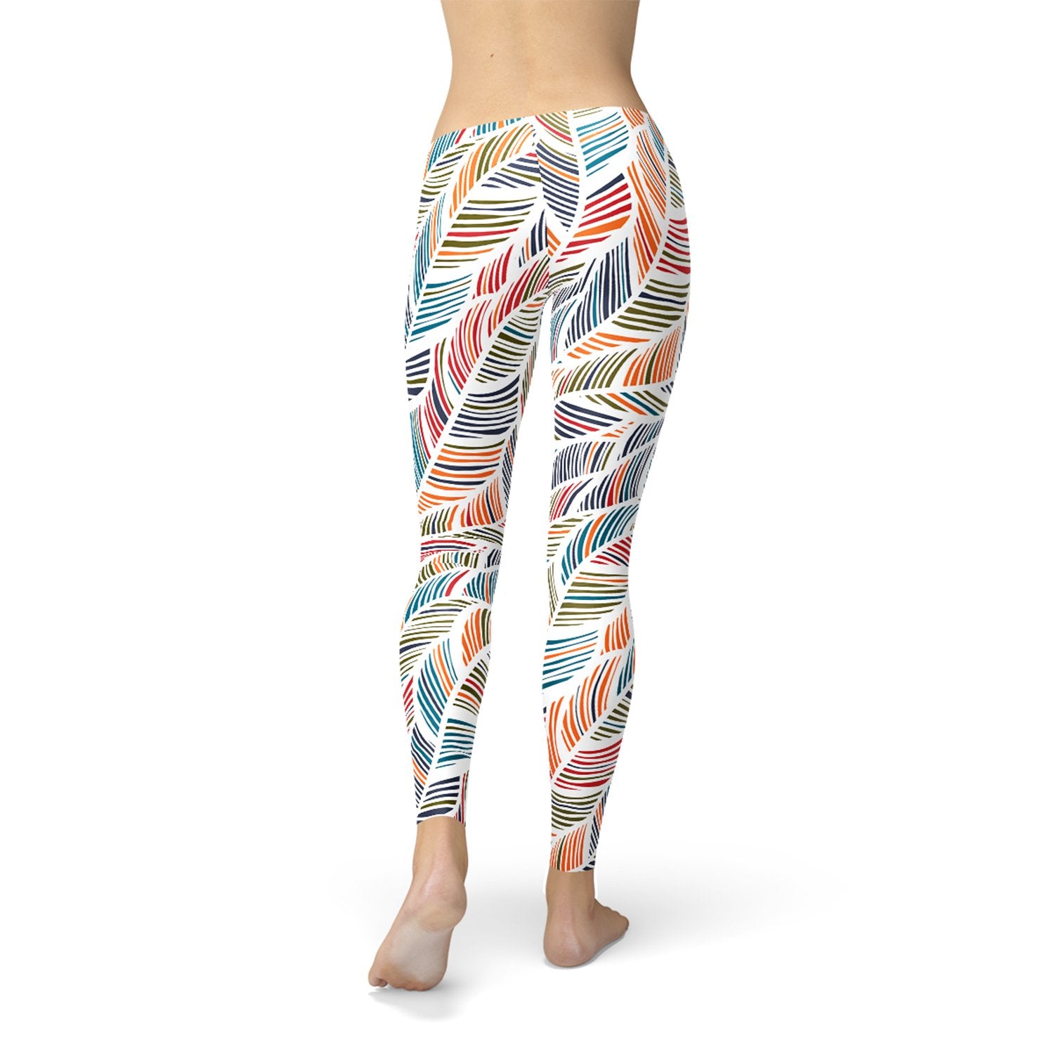 Womens Colorful Feather Fern Leggings - Anna's Shop