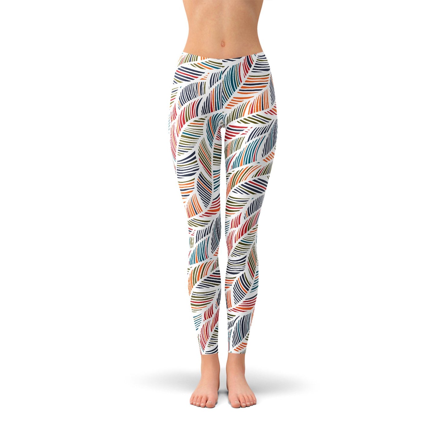 Womens Colorful Feather Fern Leggings - Anna's Shop