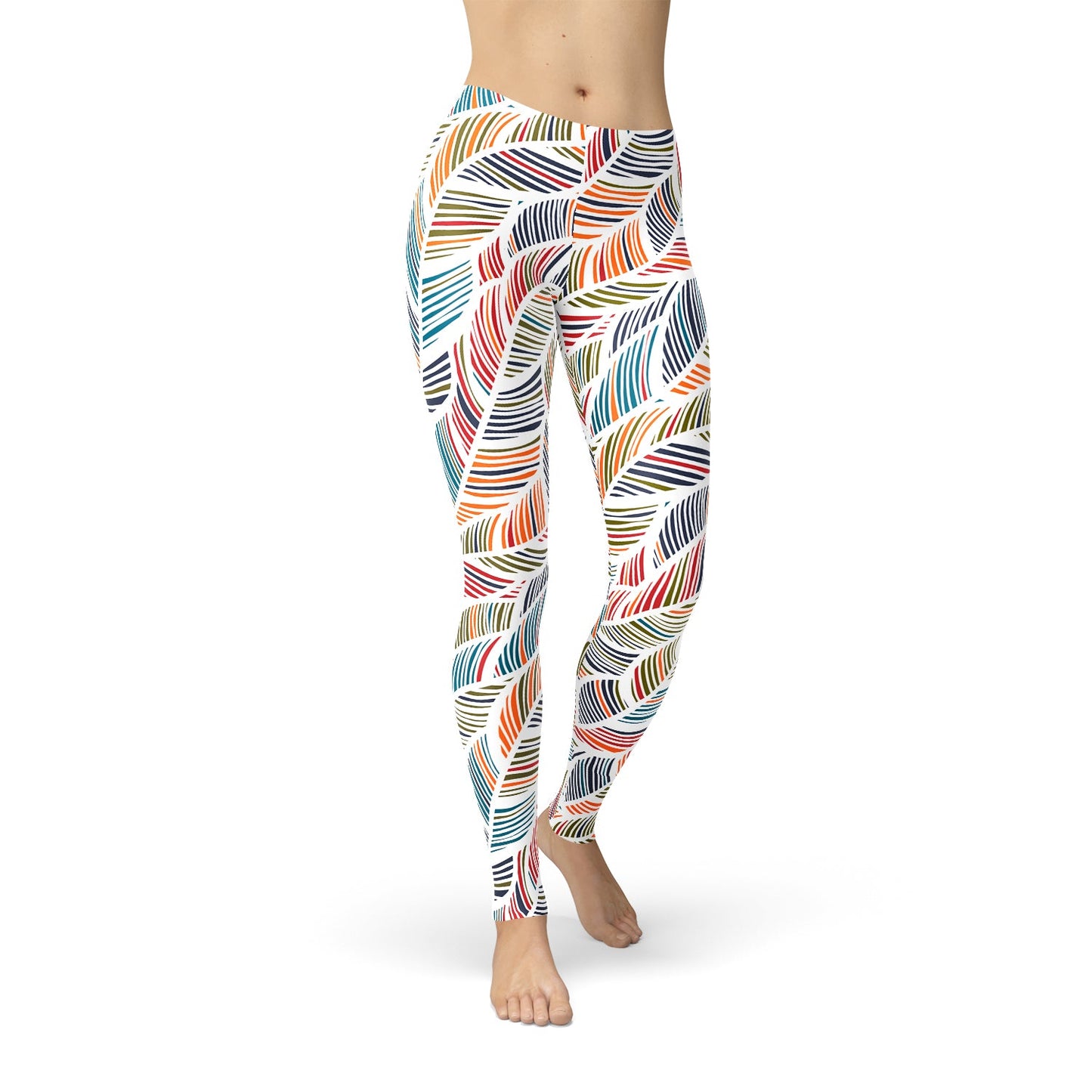 Womens Colorful Feather Fern Leggings - Anna's Shop