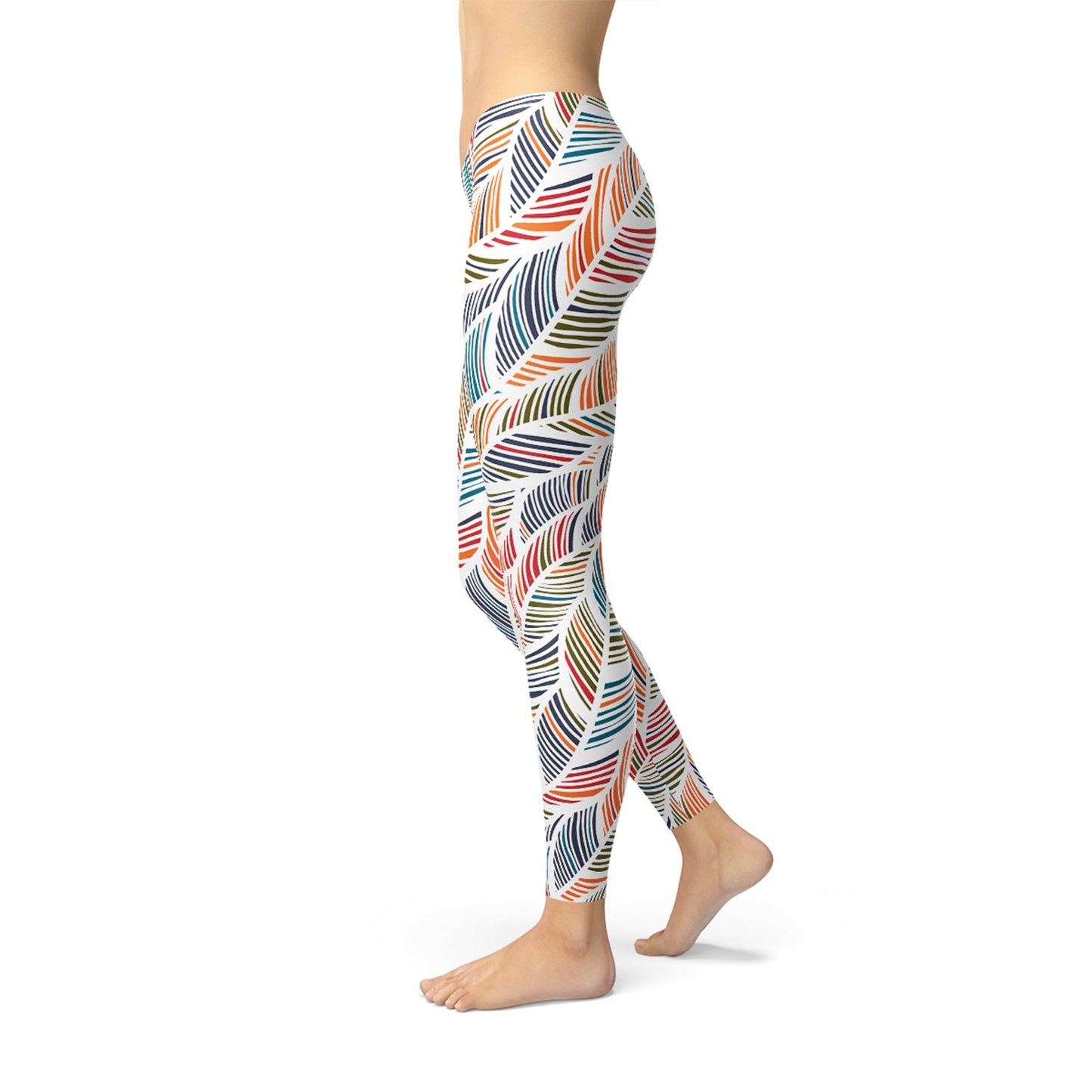 Womens Colorful Feather Fern Leggings - Anna's Shop