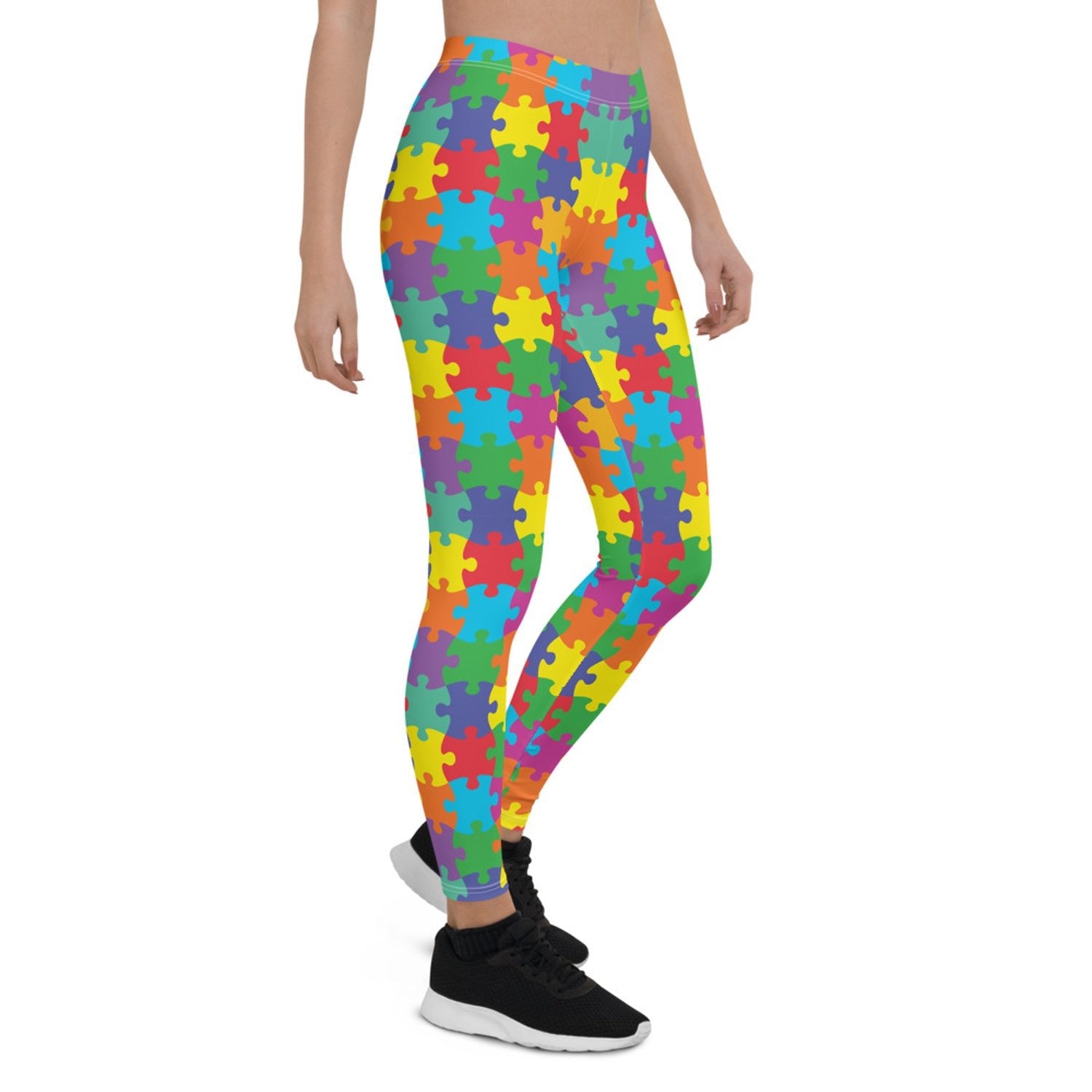 Womens Colorful Jigsaw Puzzle Leggings - Anna's Shop