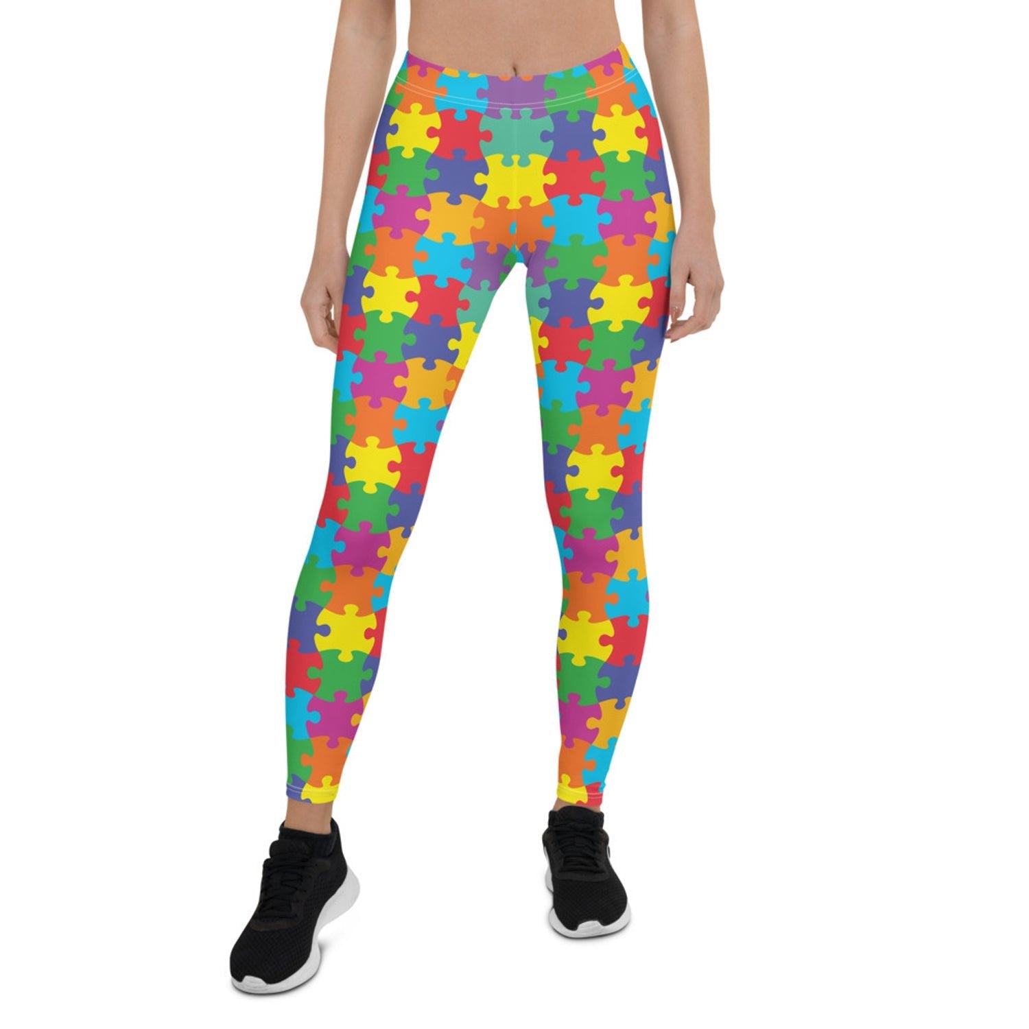 Womens Colorful Jigsaw Puzzle Leggings - Anna's Shop