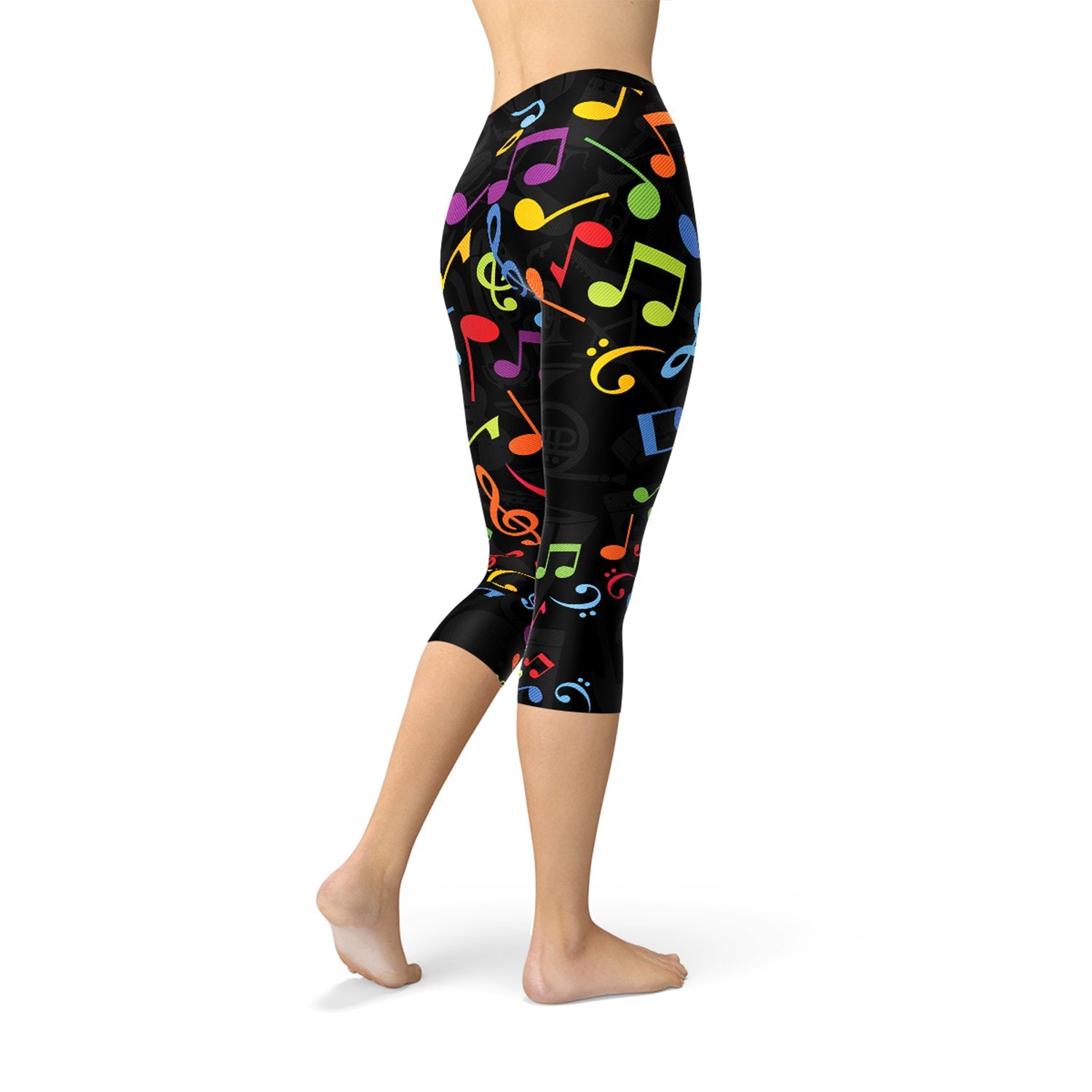 Womens Colorful Music Notes Capri Leggings - Anna's Shop