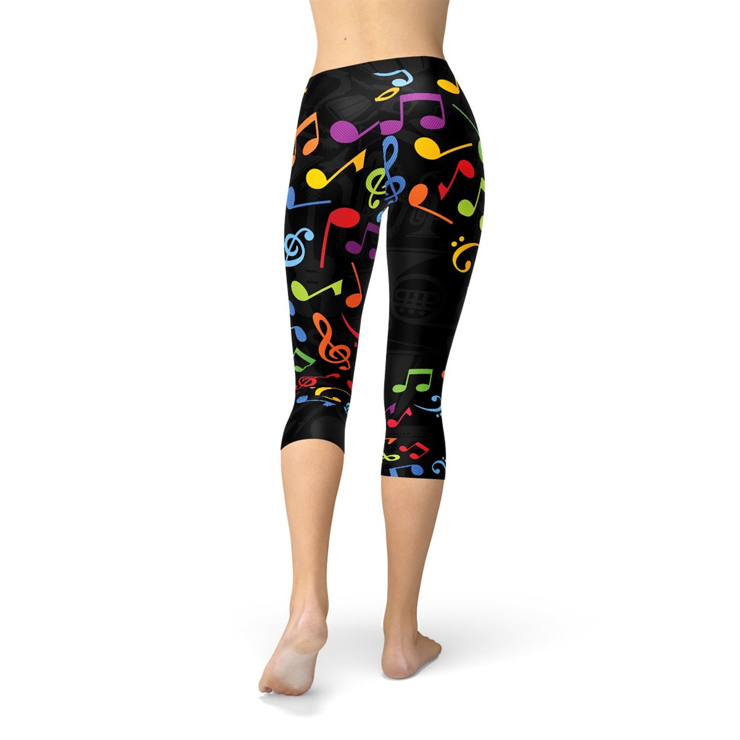 Womens Colorful Music Notes Capri Leggings - Anna's Shop