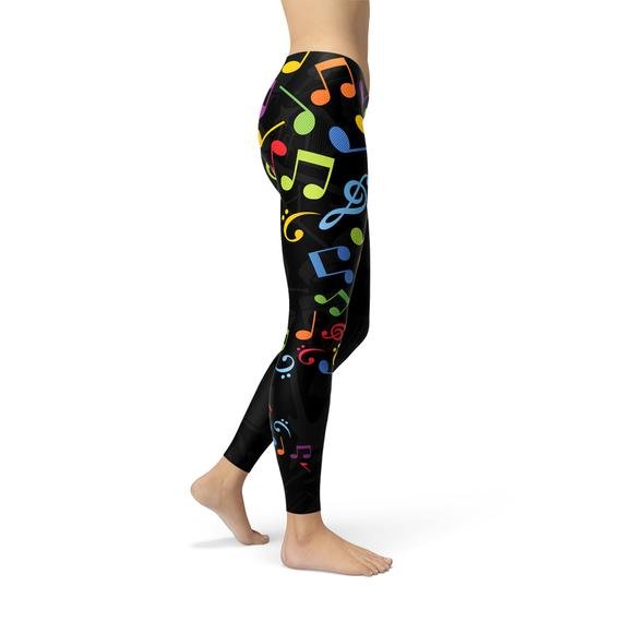 Womens Colorful Music Notes Leggings - Anna's Shop