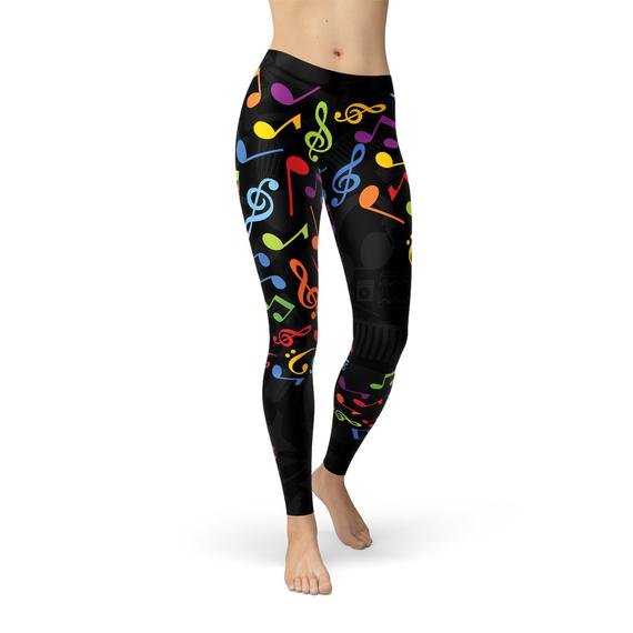 Womens Colorful Music Notes Leggings - Anna's Shop