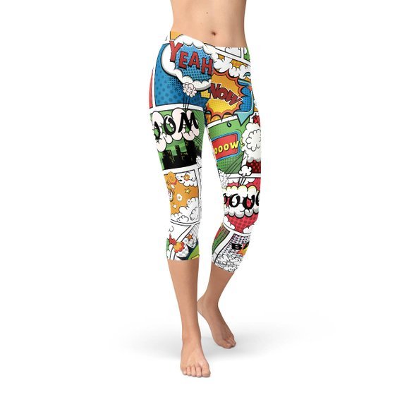 Womens Comic Book Capri Leggings - Anna's Shop