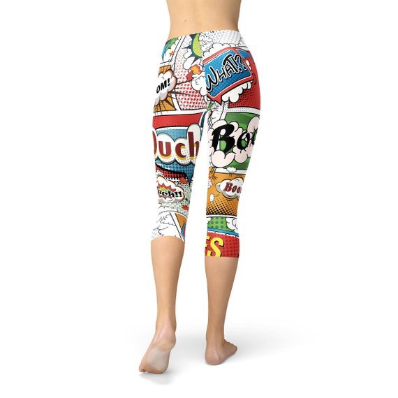 Womens Comic Book Capri Leggings - Anna's Shop