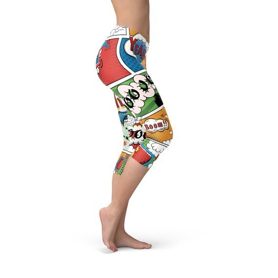 Womens Comic Book Capri Leggings - Anna's Shop