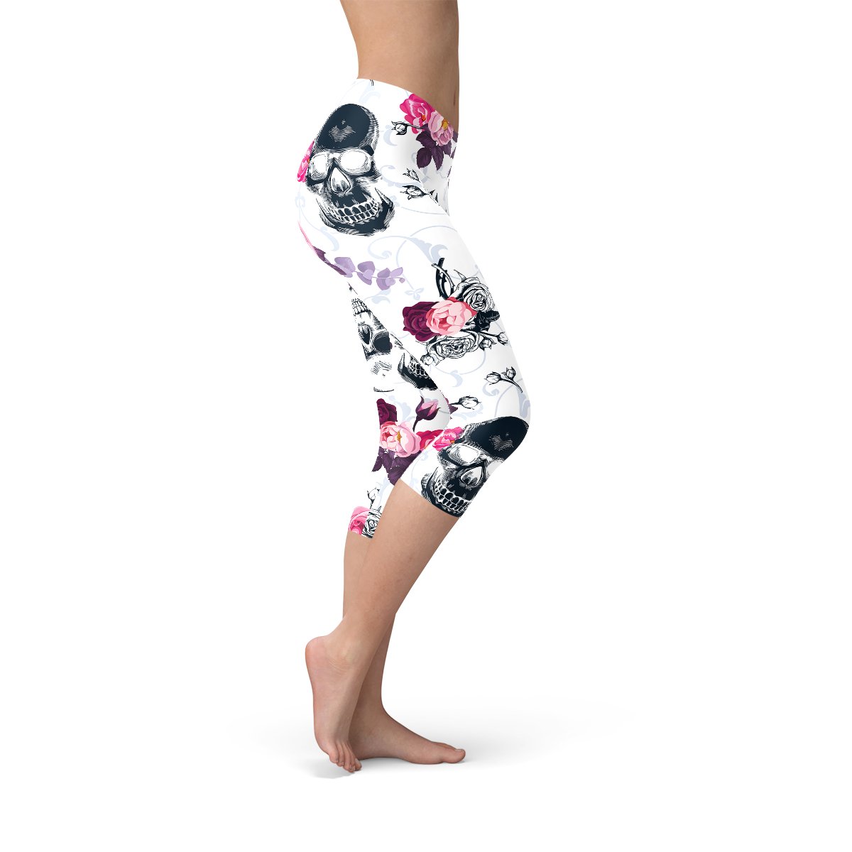 Womens Day Of The Dead Capri Leggings - Anna's Shop