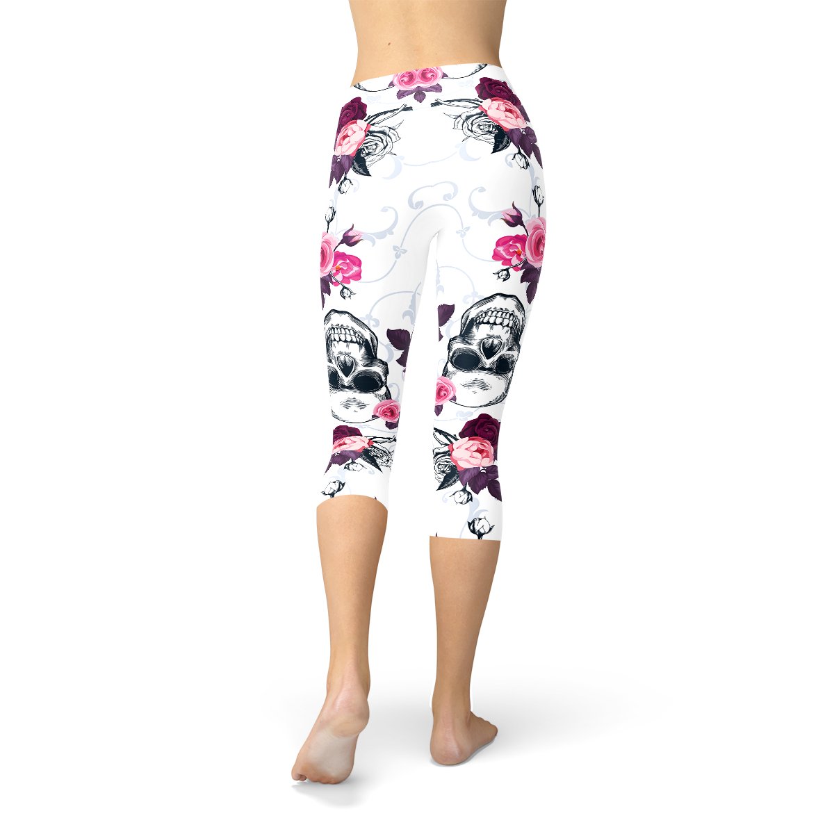 Womens Day Of The Dead Capri Leggings - Anna's Shop