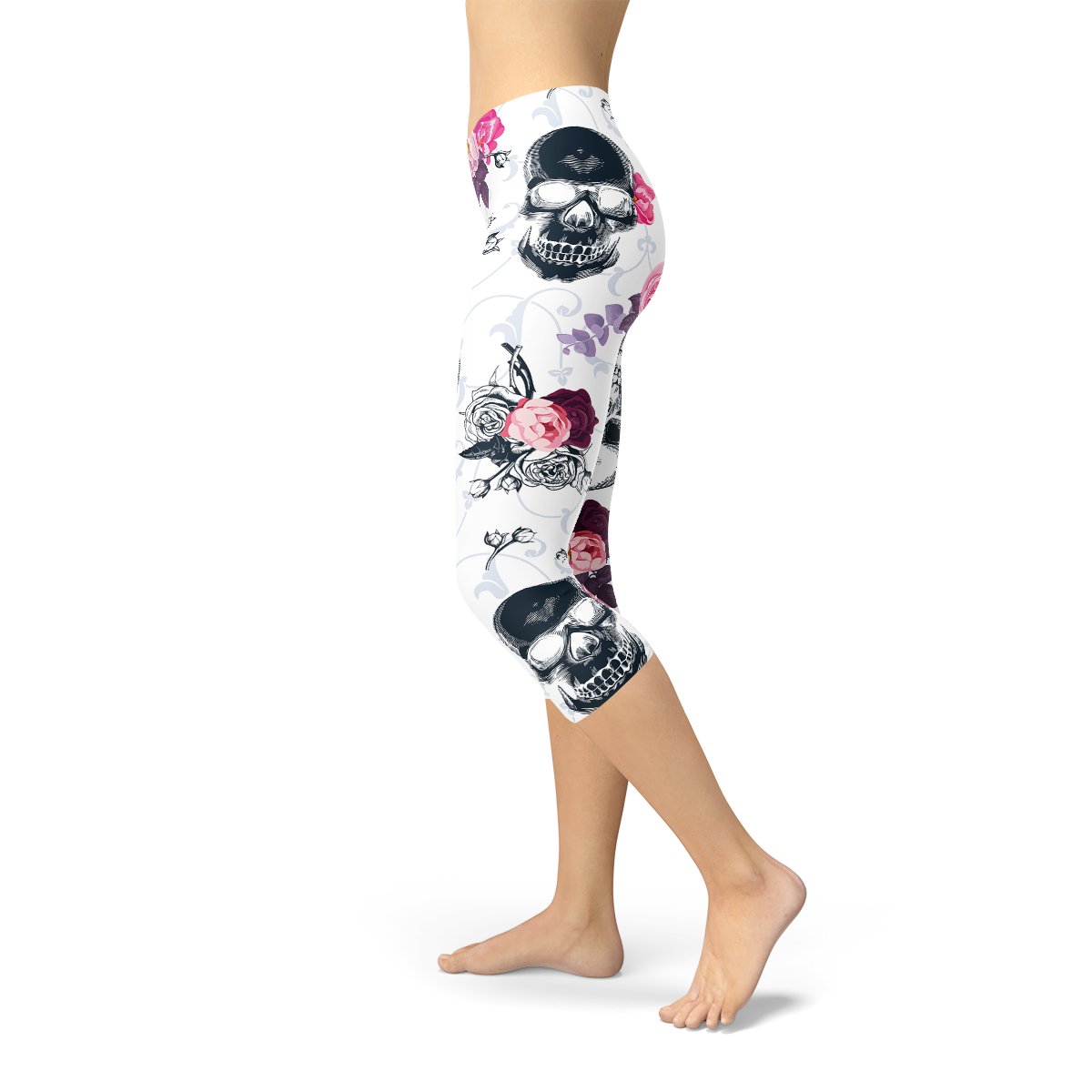 Womens Day Of The Dead Capri Leggings - Anna's Shop