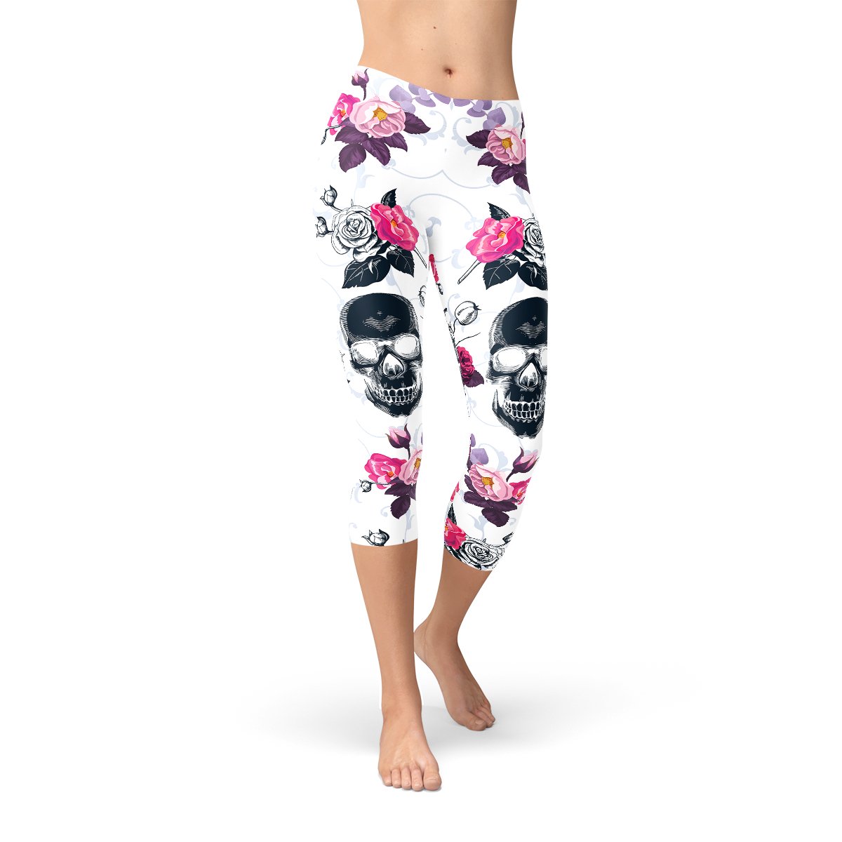 Womens Day Of The Dead Capri Leggings - Anna's Shop