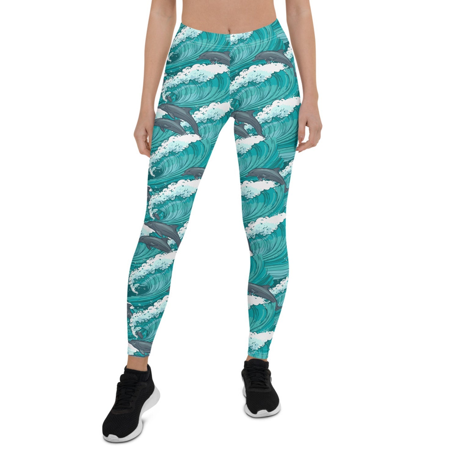 Womens Dolphin and Waves Leggings - Anna's Shop