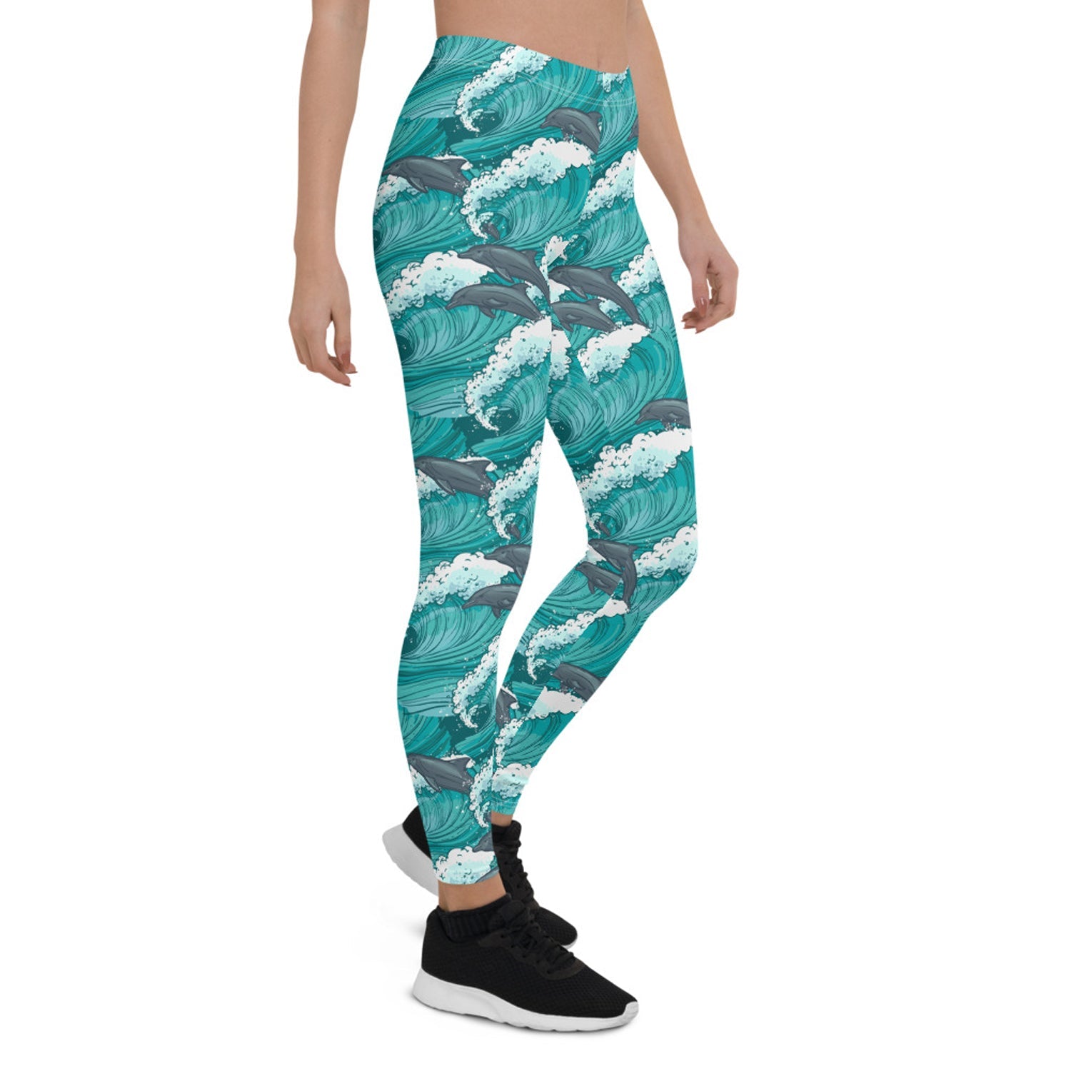 Womens Dolphin and Waves Leggings - Anna's Shop