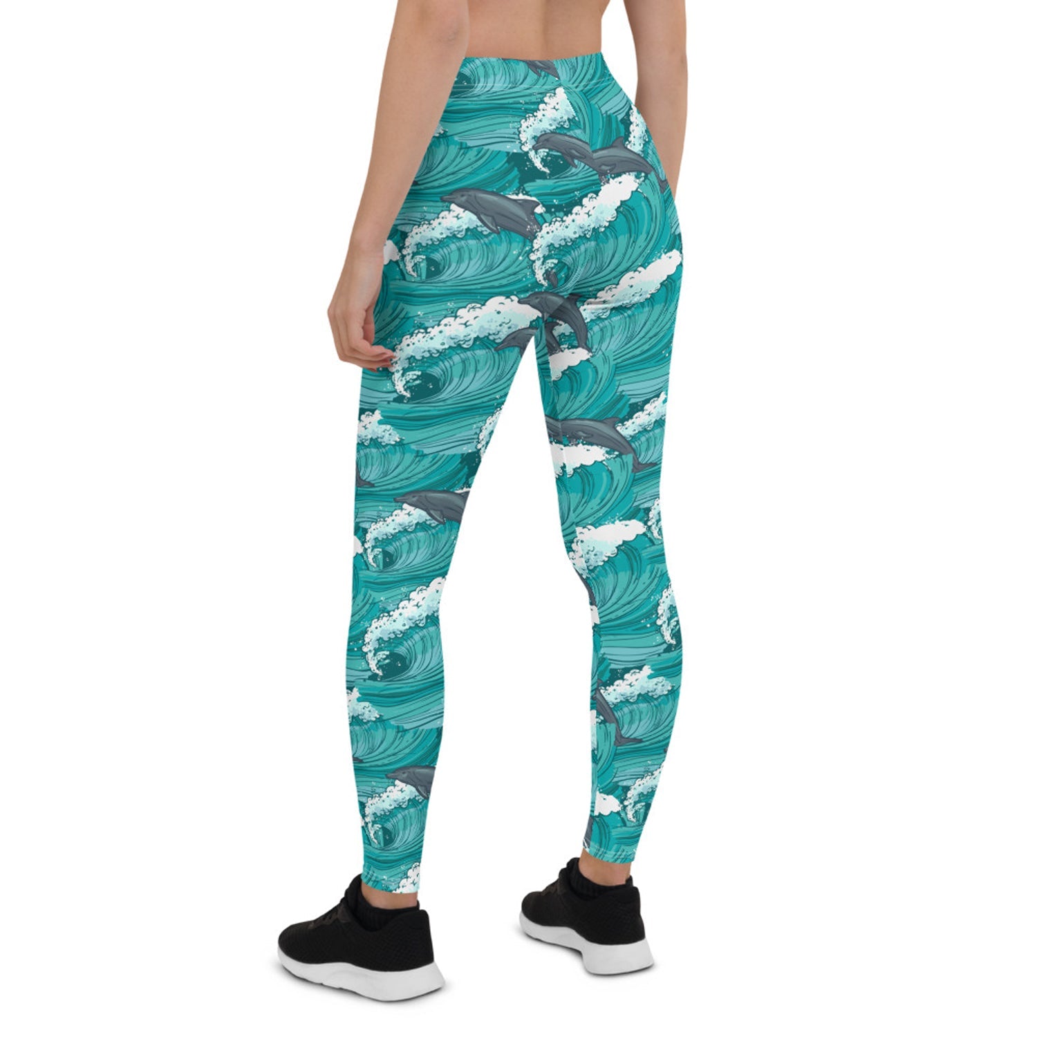 Womens Dolphin and Waves Leggings - Anna's Shop