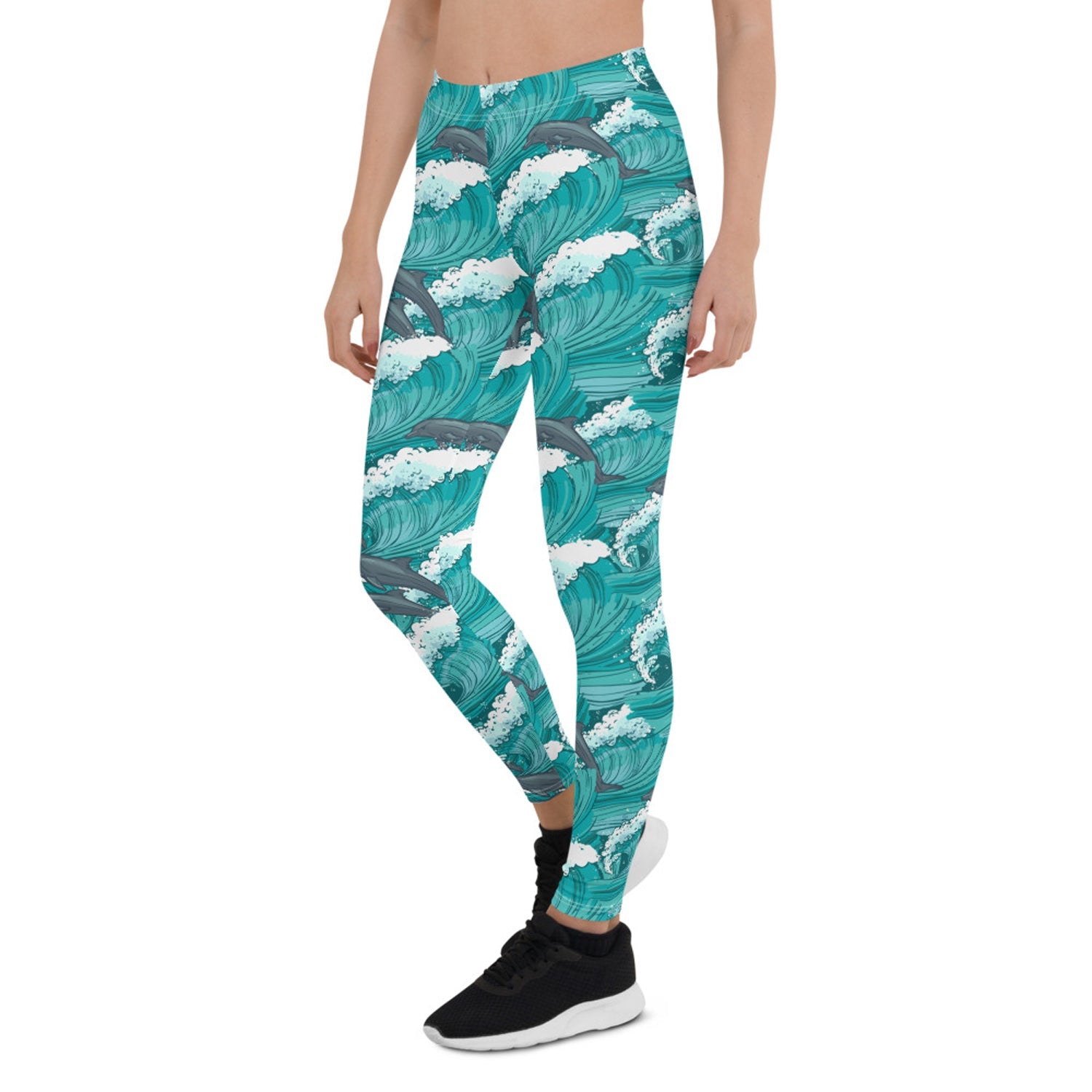 Womens Dolphin and Waves Leggings - Anna's Shop