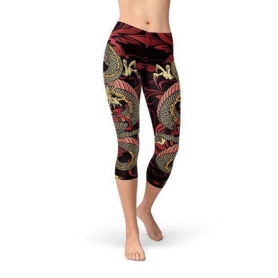 Womens Dragon Capri Leggings - Anna's Shop