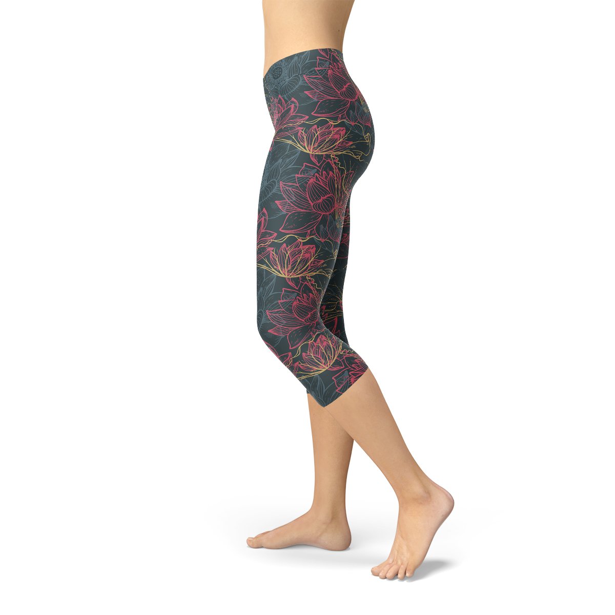 Womens Floral Lotus Capri Leggings - Anna's Shop