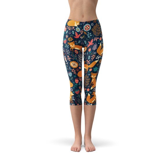 Womens Fox in the Meadows Capri Leggings - Anna's Shop