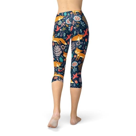 Womens Fox in the Meadows Capri Leggings - Anna's Shop