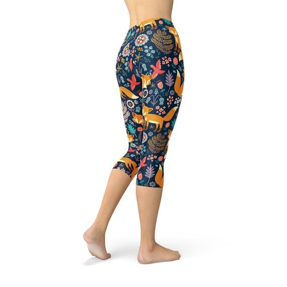 Womens Fox in the Meadows Capri Leggings - Anna's Shop